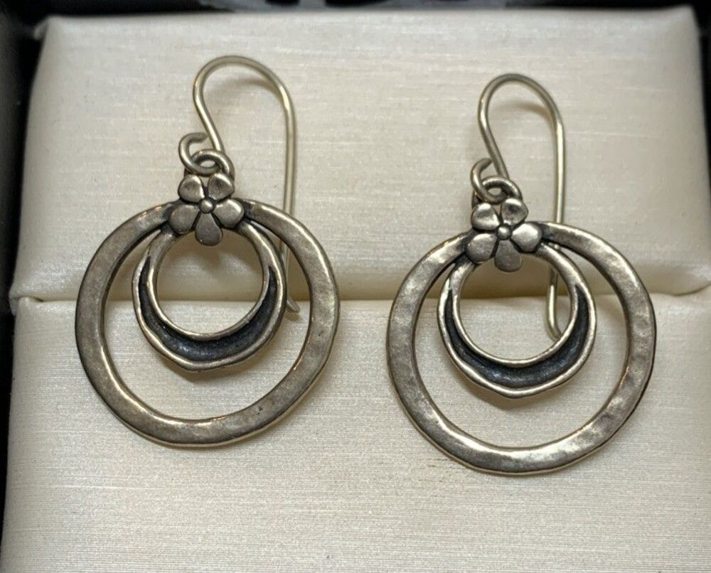 Shablool DIDAE Sterling Silver Dangle Earrings Israel 925 Hammered Oxidized